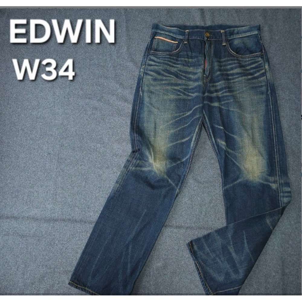 Edwin‎ 505Z Selvedge Denim Jeans Mens 34 Dark Wash Cinch Back Made in Japan